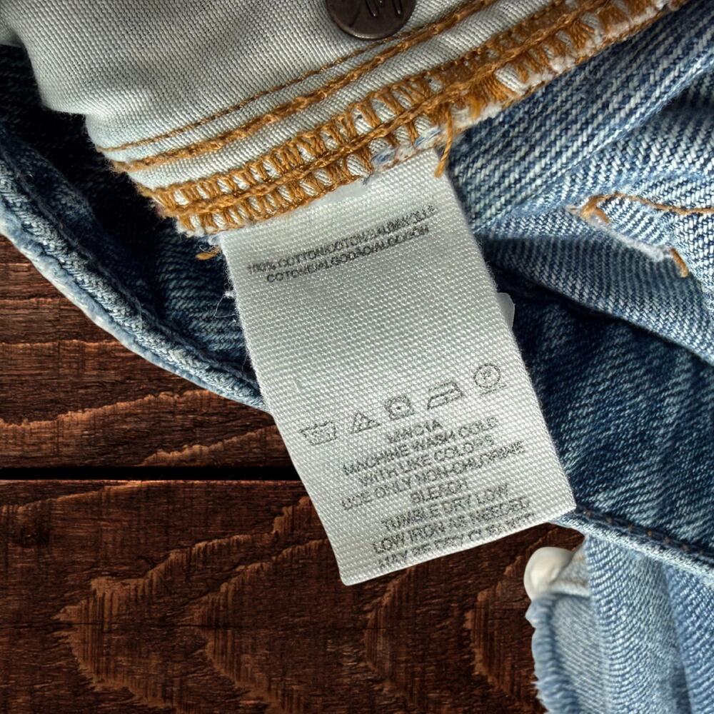 Free People We the Free Breezy Denim Distressed Button Fly Mini Skirt 27 - Picture 5 of 8